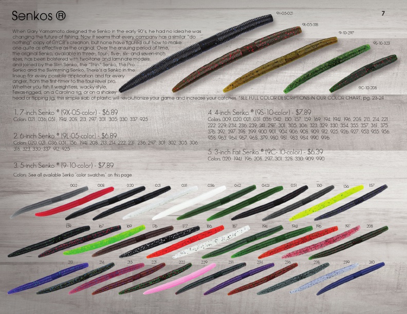 Gary Yamamoto Custom Baits 2017 Catalog | Senko Color List , Page 8