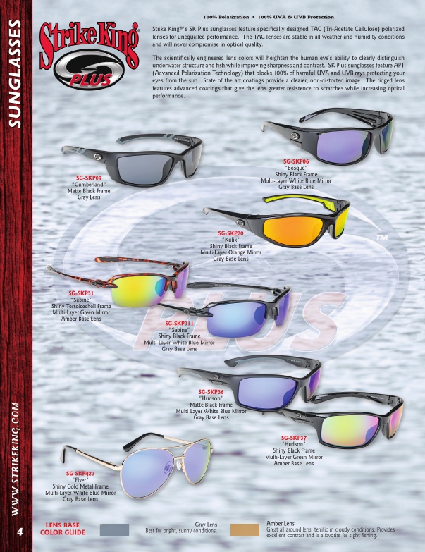 Strike King SK Plus Sunglasses Bosque Shiny Black frame