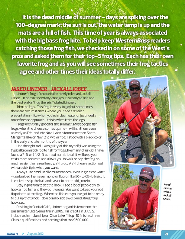 Westernbass Magazine - Bass Fishing Tips And Techniques - August 2012, Page 21