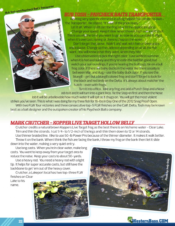 Westernbass Magazine - Bass Fishing Tips And Techniques - August 2012, Page 22