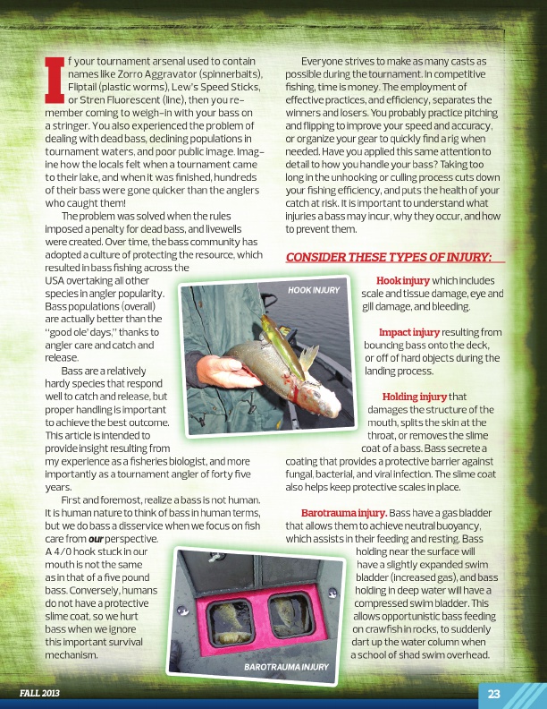 Westernbass Magazine - FREE Bass Fishing Tips And Techniques - Fall 2013, Page 23