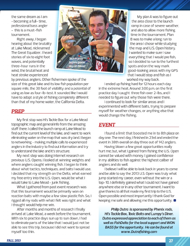 Westernbass Magazine - FREE Bass Fishing Tips And Techniques - Fall 2013, Page 27