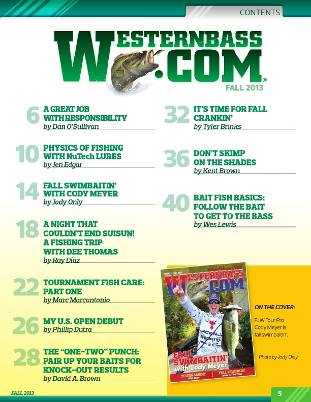 Westernbass Magazine - FREE Bass Fishing Tips And Techniques - Fall 2013, Page 5