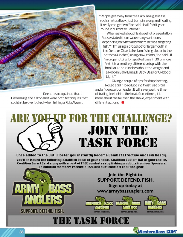 Westernbass Magazine - FREE Bass Fishing Tips And Techniques - Fall 2014, Page 36