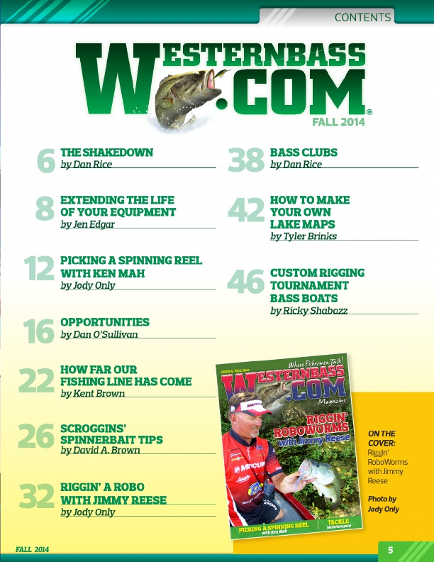 Westernbass Magazine - FREE Bass Fishing Tips And Techniques - Fall 2014, Page 5