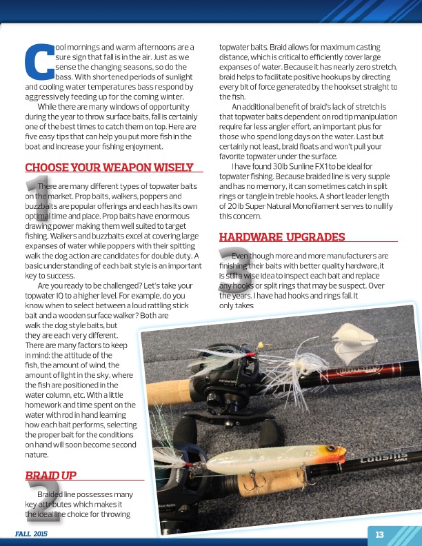 Westernbass Magazine - FREE Bass Fishing Tips And Techniques - Fall 2015, Page 13