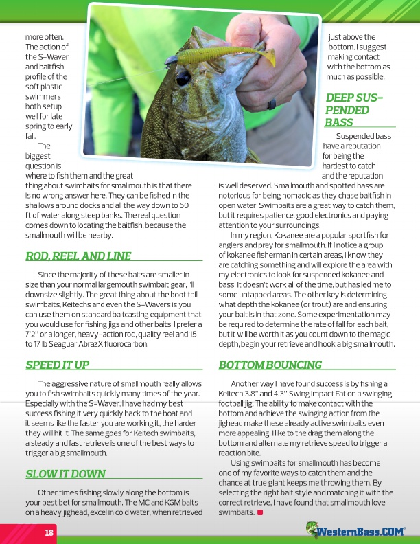 Westernbass Magazine - FREE Bass Fishing Tips And Techniques - Fall 2015, Page 18