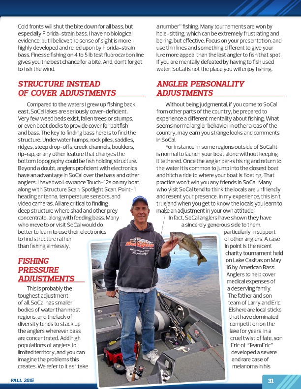 Westernbass Magazine - FREE Bass Fishing Tips And Techniques - Fall 2015, Page 31