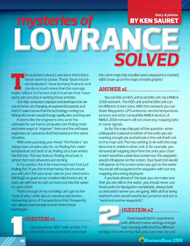 Mysteries Of 
Lowrance Solved
by Ken Sauret
