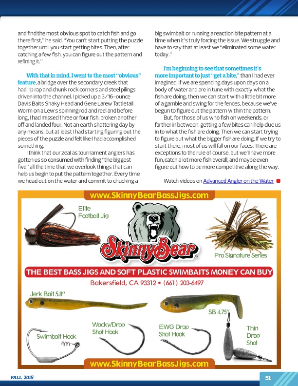 Westernbass Magazine - FREE Bass Fishing Tips And Techniques - Fall 2015, Page 51