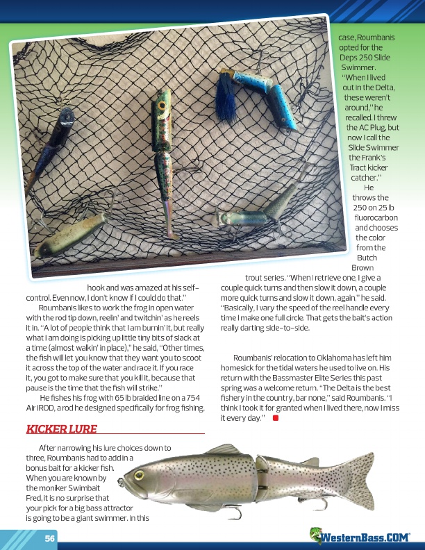 Westernbass Magazine - FREE Bass Fishing Tips And Techniques - Fall 2015, Page 56