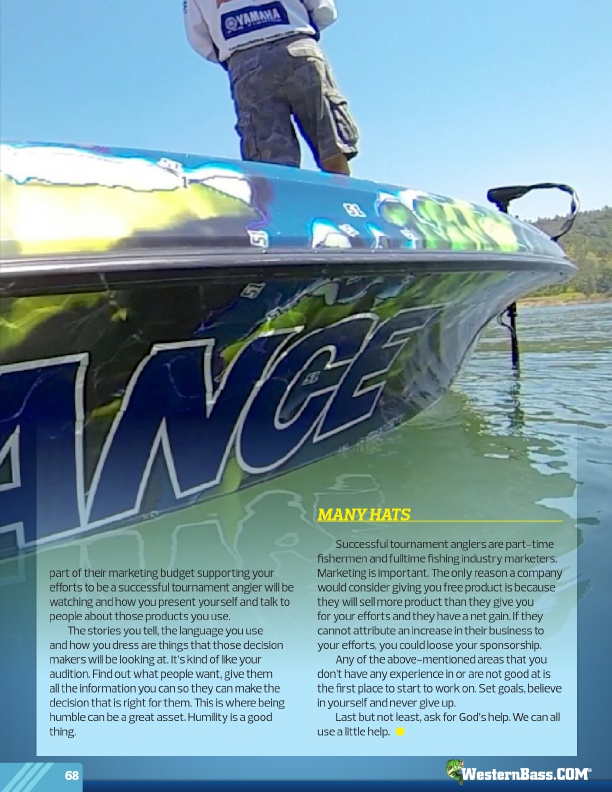 Westernbass Magazine - FREE Bass Fishing Tips And Techniques - Fall 2015, Page 68