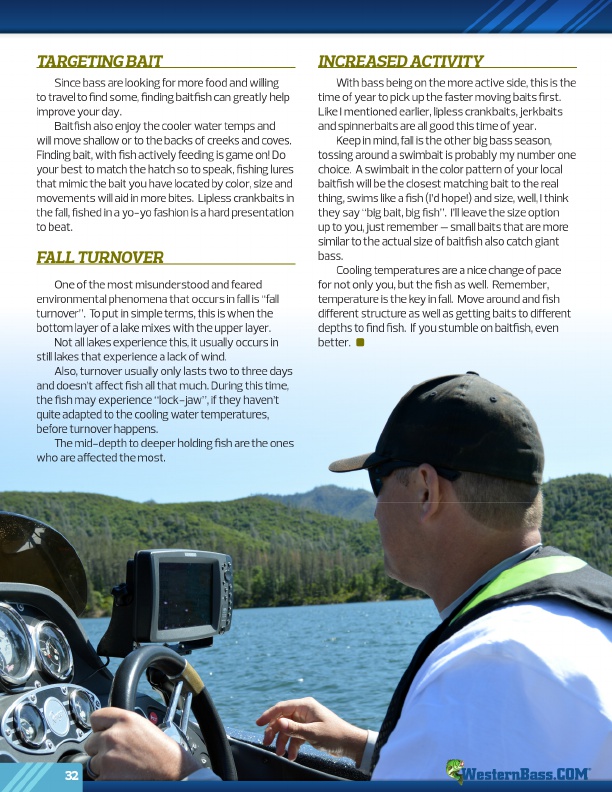 Westernbass Magazine - FREE Bass Fishing Tips And Techniques - Fall 2016, Page 32