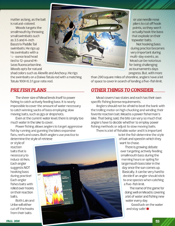 Westernbass Magazine - FREE Bass Fishing Tips And Techniques - Fall 2016, Page 53