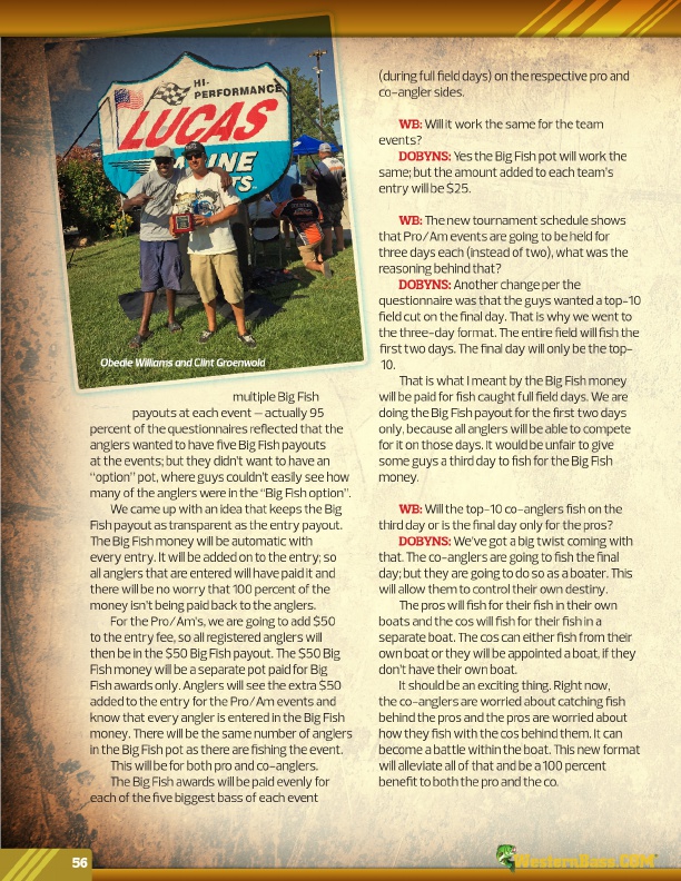 Westernbass Magazine - FREE Bass Fishing Tips And Techniques - Fall 2016, Page 56