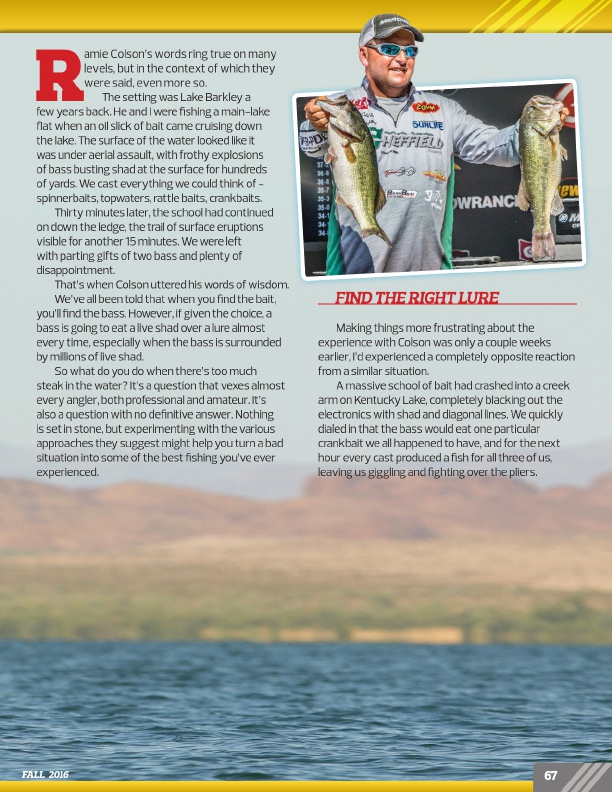 Westernbass Magazine - FREE Bass Fishing Tips And Techniques - Fall 2016, Page 67