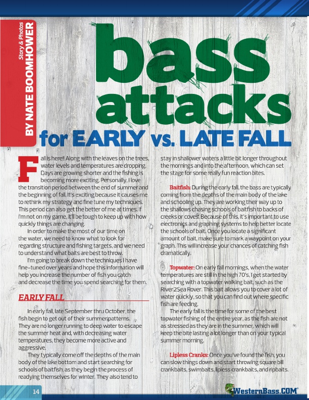 Early fall vs. late fall bass Fishing
