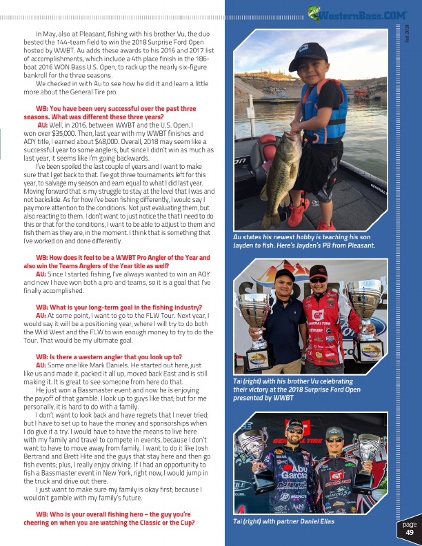 Is a 100K on the Radar for the Western Anglers Tai Au says YES