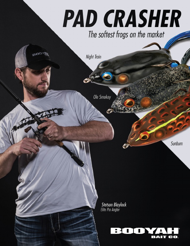 The BOOYAH Pad Crasher soft plastic hollow body frog features a plastic with just the right consistency to ensure solid, consistent hook-ups while remaining weed- and snag-free