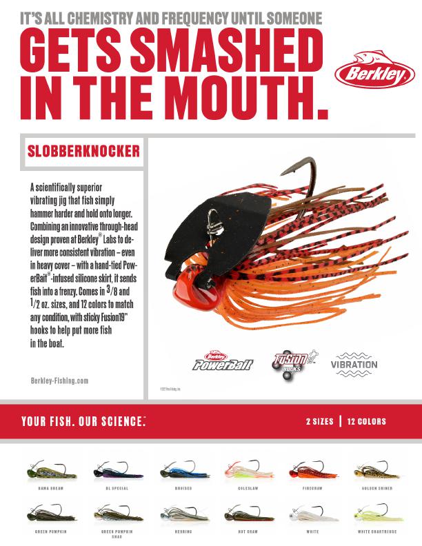 Berkley Slobberknocker Vibrating Jig product feature highlighting key specs, benefits, and seasonal applications relevant to bass anglers planning fall trips