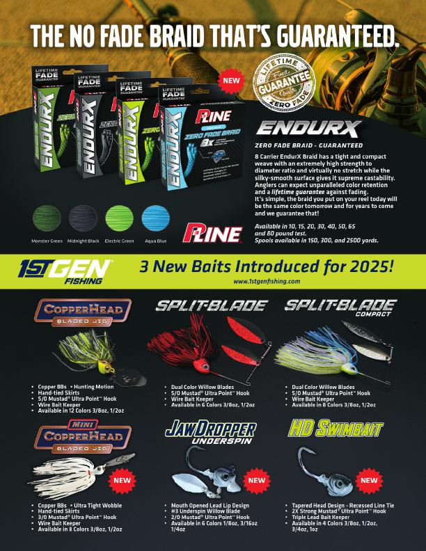 P-Line EndurX Zero-Fade Braid product feature highlighting key specs, benefits, and seasonal applications relevant to bass anglers planning fall trips