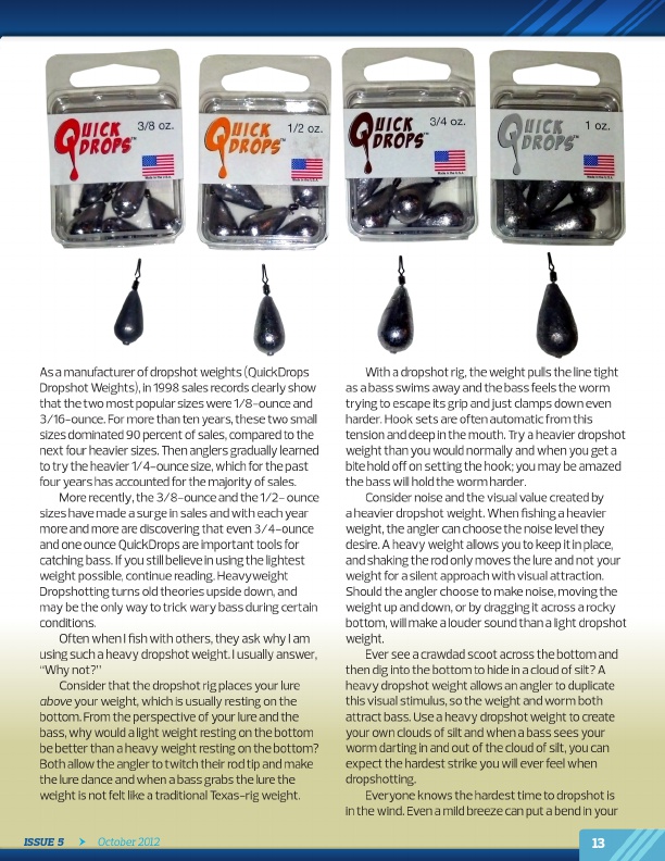 Westernbass Magazine - Free Bass Fishing Tips And Techniques - October 2012, Page 13