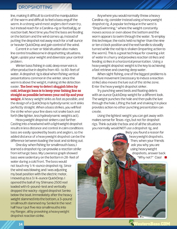 Westernbass Magazine - Free Bass Fishing Tips And Techniques - October 2012, Page 14