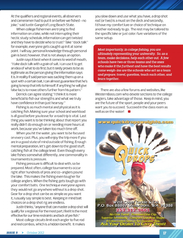 Westernbass Magazine - Free Bass Fishing Tips And Techniques - October 2012, Page 17