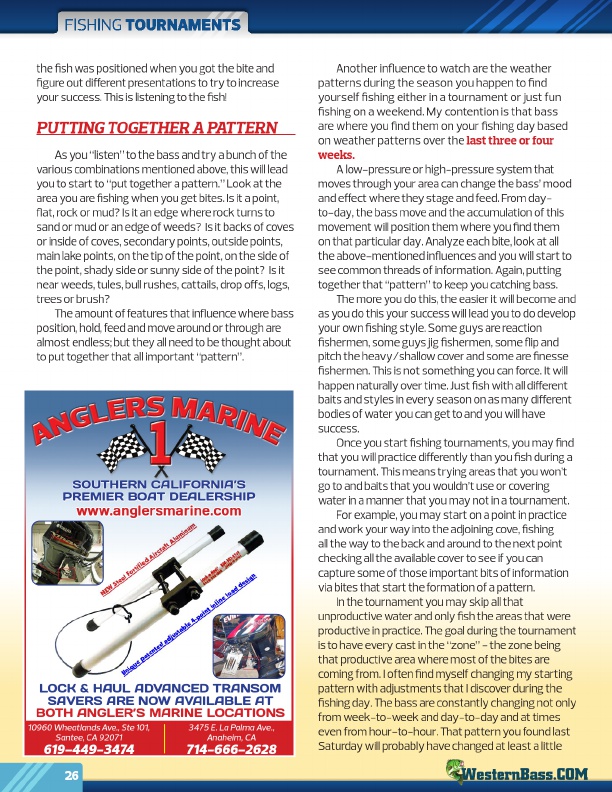 Westernbass Magazine - Free Bass Fishing Tips And Techniques - October 2012, Page 26