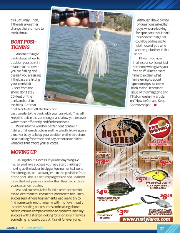 Westernbass Magazine - Free Bass Fishing Tips And Techniques - October 2012, Page 27