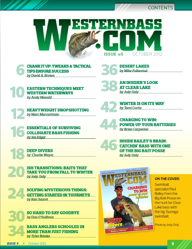 Westernbass Magazine - Free Bass Fishing Tips And Techniques - October 2012, Page 5