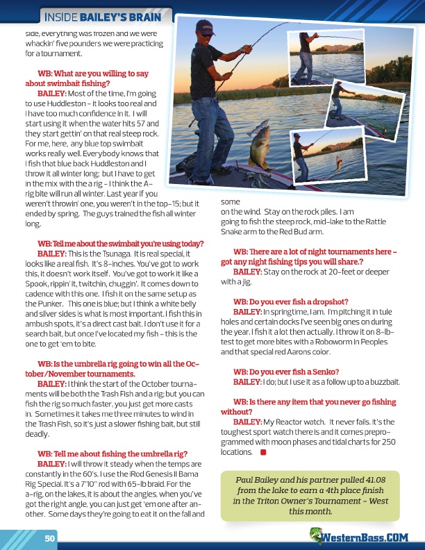 Westernbass Magazine - Free Bass Fishing Tips And Techniques - October 2012, Page 50