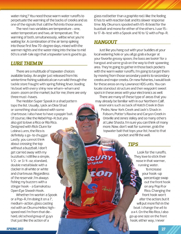 Westernbass Magazine - Bass Fishing Tips And Techniques - Spring 2013, Page 27