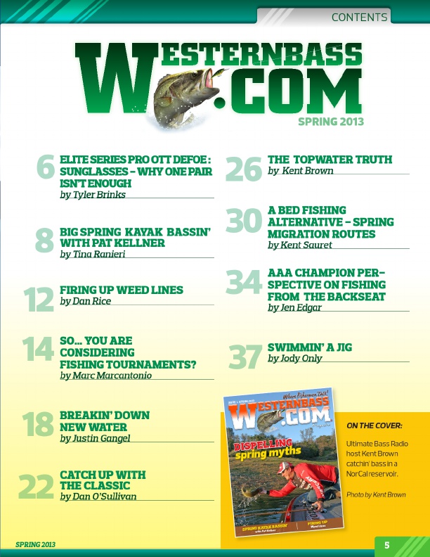 Westernbass Magazine - Bass Fishing Tips And Techniques - Spring 2013, Page 5