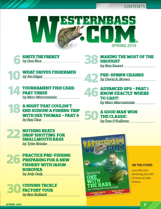 Westernbass Magazine - FREE Bass Fishing Tips And Techniques - Spring 2014, Page 5