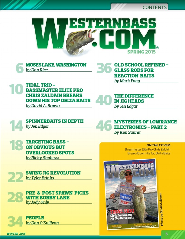 Westernbass Magazine - FREE Bass Fishing Tips And Techniques - Spring 2015, Page 5