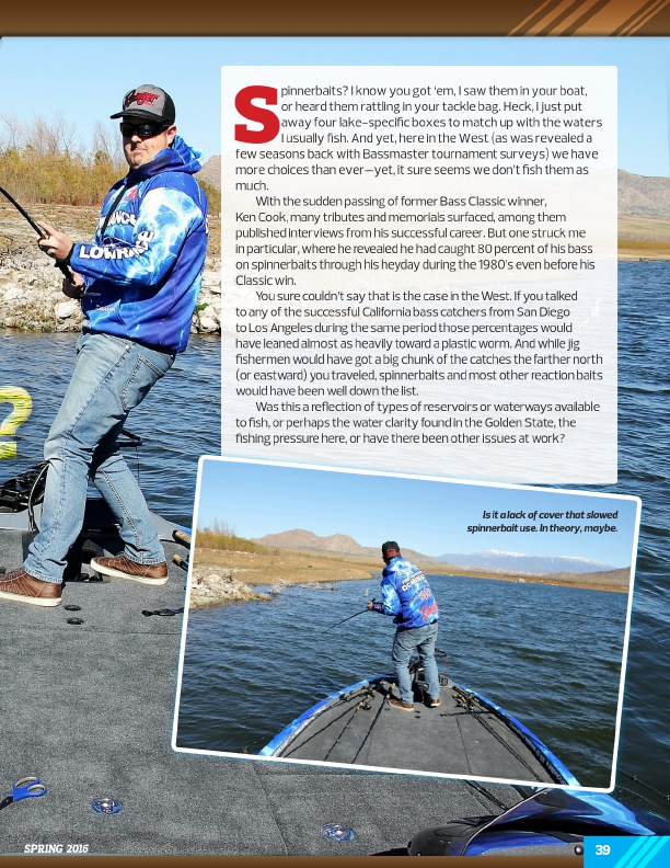 Westernbass Magazine - FREE Bass Fishing Tips And Techniques - Spring 2016, Page 39