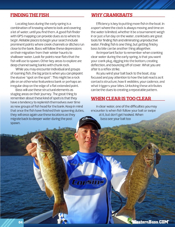 Westernbass Magazine - FREE Bass Fishing Tips And Techniques - Spring 2016, Page 64
