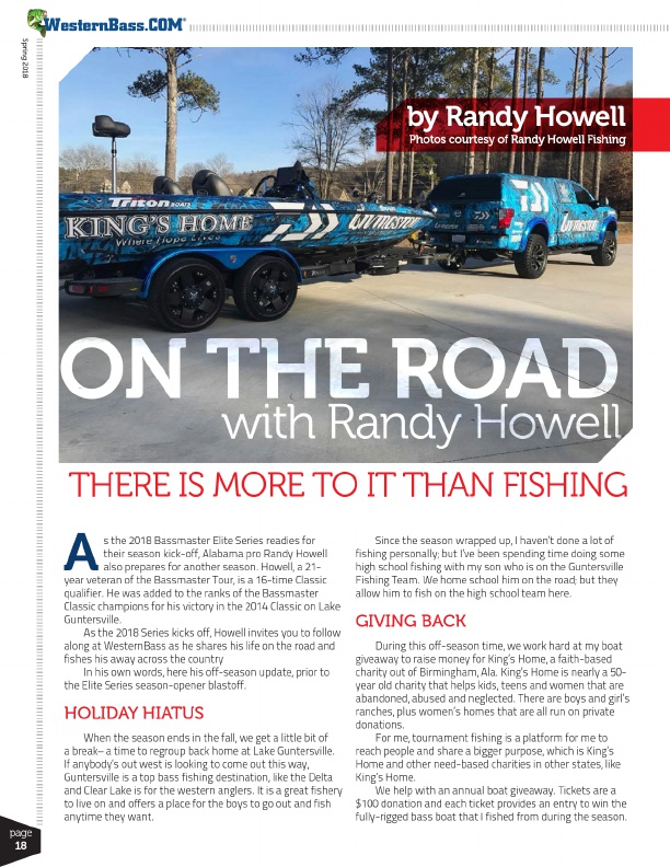 Randy Howell Bassmaster Elite Series pro on the road for the 2018 series