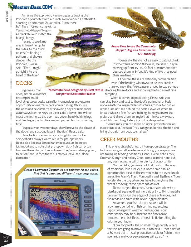 Three target areas to find springtime bass fishing for largemouth with Jimmy Reese