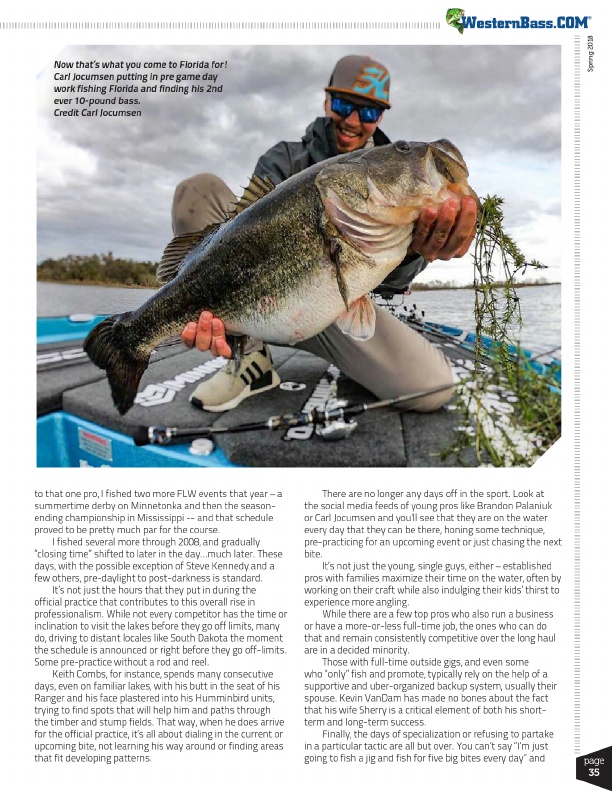 Carl Jocumsen putting in pre-game day work fishing Florida and finding his 2nd ever 10-pound bass