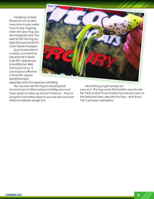 Westernbass Magazine - Bass Fishing Tips And Techniques - Summer 2013, Page 11