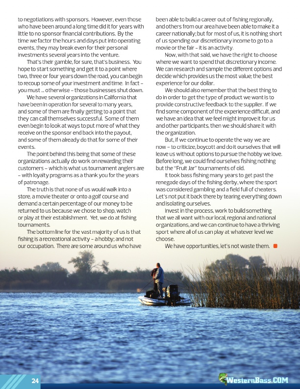 Westernbass Magazine - Bass Fishing Tips And Techniques - Summer 2013, Page 24