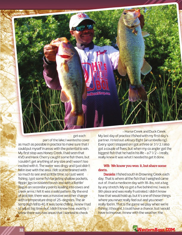 Westernbass Magazine - Bass Fishing Tips And Techniques - Summer 2013, Page 32