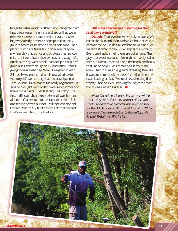 Westernbass Magazine - Bass Fishing Tips And Techniques - Summer 2013, Page 33