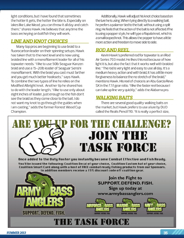 Westernbass Magazine - Bass Fishing Tips And Techniques - Summer 2013, Page 35