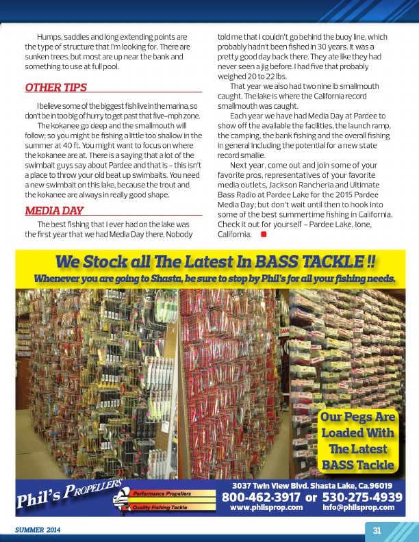 Westernbass Magazine - FREE Bass Fishing Tips And Techniques - Summer 2014, Page 31