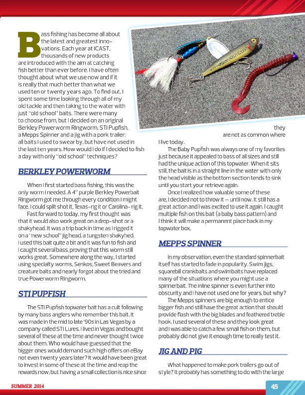Westernbass Magazine - FREE Bass Fishing Tips And Techniques - Summer 2014, Page 45