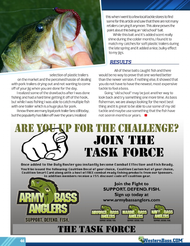 Westernbass Magazine - FREE Bass Fishing Tips And Techniques - Summer 2014, Page 46