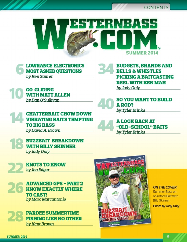 Westernbass Magazine - FREE Bass Fishing Tips And Techniques - Summer 2014, Page 5